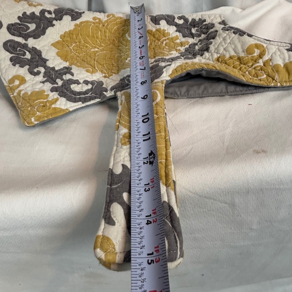 Quilted Dog Coat Yellow Grey Damask Floral Pet Jacket Medium Large - Picture 5 of 6